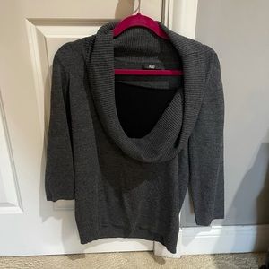 Grey Cowl Neck Sweater with Black Lining